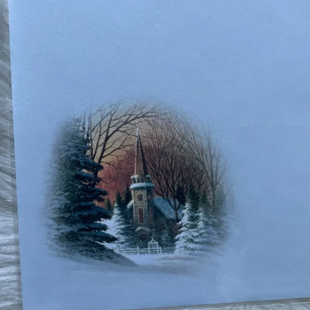 8 Holiday cards set individually sealed in plastic with matching print envelope